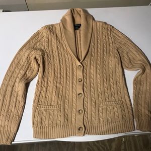 Ralph Lauren tan Cable Knit Cardigan M
